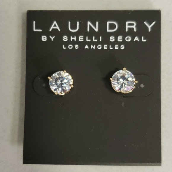 Laundry crystal stud pierced earrings - Picture 2 of 3